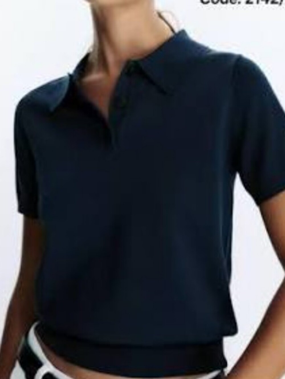 Zara, Short Sleeve Knit Polo Shirt
